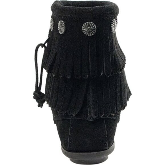 Minnetonka Double Fringe Suede Ankle Boots - Picture 12 of 12